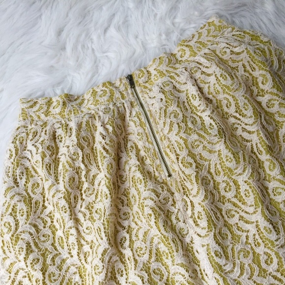Citron Floral Lace Crochet Zip A Line Mini Skirt - Picture 3 of 8
